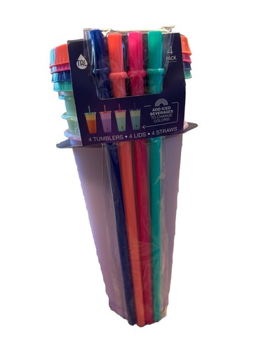 TAL Color-Changing Tumbler & Straw Set 24oz - 4 Pack Solid Colors