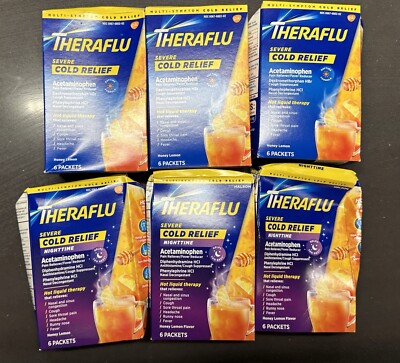 Thera flu Severe Cold Relief &Nighttime Hot Liquid Therapy Honey Lemon Bb 12/24+
