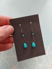 Vintage earrings silver tone metal wire wrap sterling? turquoise artisan made