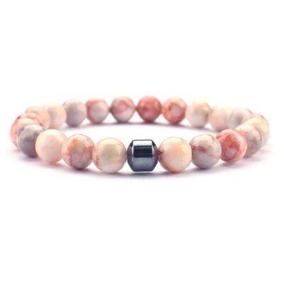 Brazalete de Piedra Natural, Pulsera Yoga Elástica de Buena Vibra Mujer.
