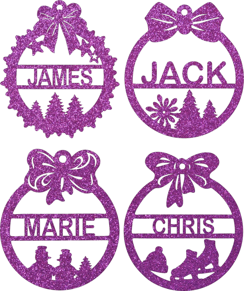 KREATESQUARE Personalised Christmas Tree Decorations with Name Craft Hanging Glitter Baubles