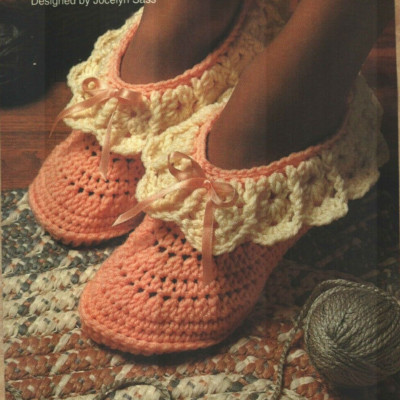 QUICK & EASY SLIPPERS 3 SIZES WOMENS CROCHET PATTERN INSTRUCTIONS