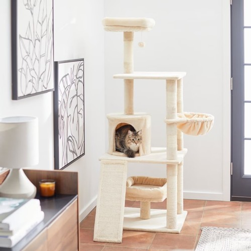 62in Faux Fur Cat Tree & Condo,Cream eBay