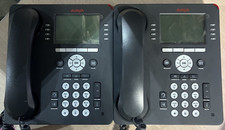 x2 AVAYA 9608 VOIP BLACK BUSINESS DESK PHONE WITH HANDSET