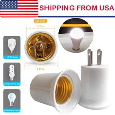 2Pcs E26/E27 Light Socket to Plug Adapter 2 Prong Light Bulb Outlet Adapter