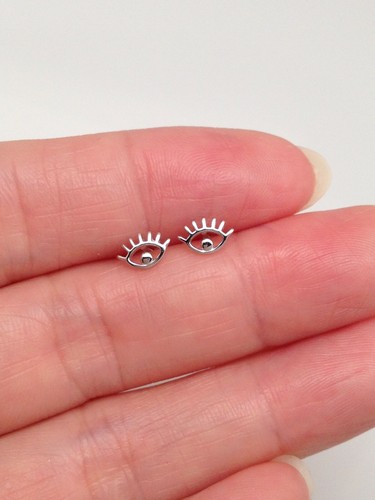 925 Sterling Silver Tiny Evil Eye Stud 