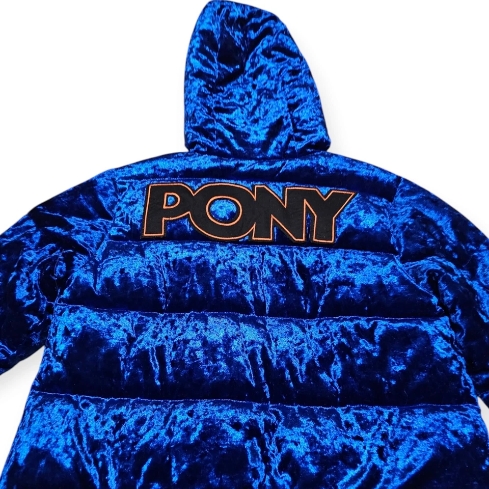 Forever 21 X пони сотрудничества синий бархат с капюшоном пуховик куртка. Женский размер S. - Изображение 4 из 4
