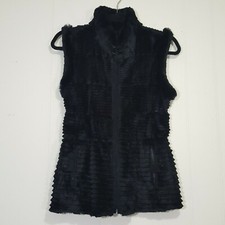 Jocelyn Rabbit Fur Reversible Vest Black Size S Knit Back Wool Acrylic Blend