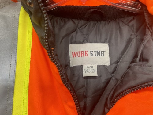 Abrigo de seguridad Work King grande 3M Scotchlite fluorescente reflectante brazos desmontables nuevo con etiquetas - Imagen 4 de 12