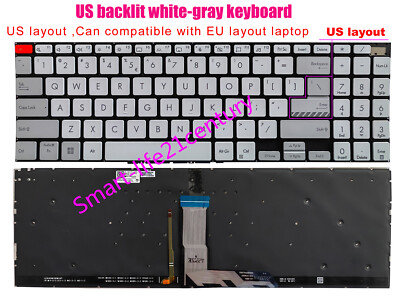 New white-gray US backlit Keyboard for Asus M3500Q M7600 M6500 K6500 K3500 X3500
