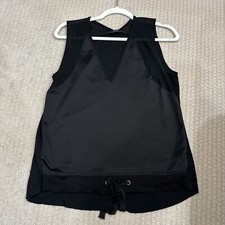 NWOT Zara Satin And Knit V Neck Tank/tie Front Black Size S
