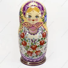 10" BIG AUTHENTIC RUSSIAN MATRYOSHKA AUTHOR'S NESTING DOLLS 10 PIECE SET 10PCS