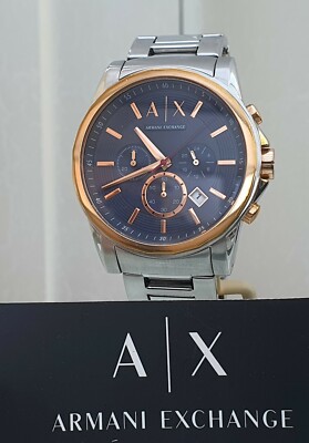 ARMANI EXCHANGE Herrenuhr Bicolor Roségold & Silber Chronograph Boxed A10