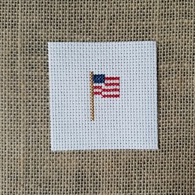 Finished Completed Cross Stitch Mini Patriotic Flag Piece for DIY Crafts