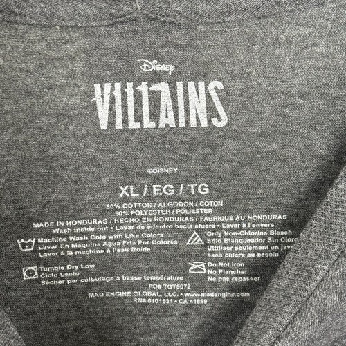 Disney Villains Charcoal Gray Graphic T-Shirt Size XL SS Maleficent Jafar NEW - Picture 5 of 9