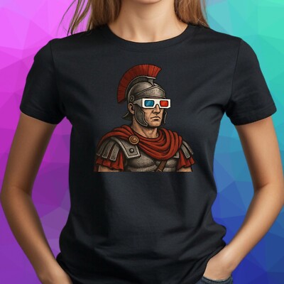 T-Shirt Frauen Römischer Soldat mit 3D-Brille Motiv Baumwolle Größe S bis 3XL