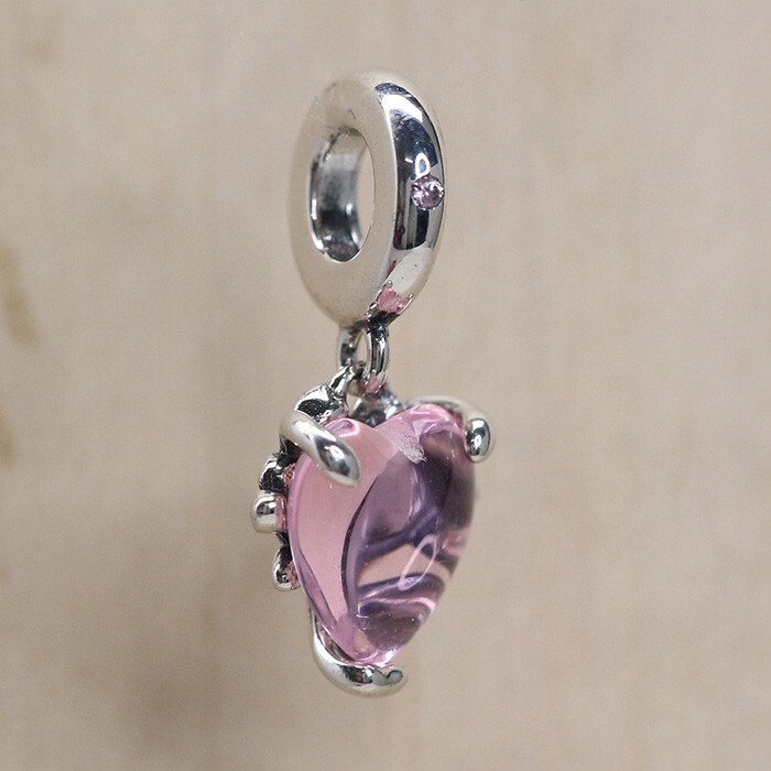 100 PANDORA 792654C01 Pink Family Tree & Heart Dangle Charm WITH