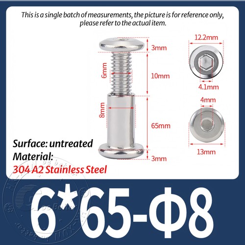 FURNITURE JOINT CONNECTOR BOLT & CAP NUT - ALLEN KEY HEAD - A2 STAINLESS STEEL - Picture 107 of 144