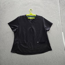 Fabletics Women Scrub Top 3X Black  Logo Short Sleeve