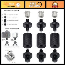 12 Pcs Camera Screw Adapter Set 1/4"  3/8" for DSLR, GoPro, Flash, Light Stands