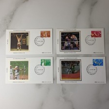 Set Of 4 Australia FDC 1982 Commonwealth Games Covers Benham Silk Unused (Box 6)