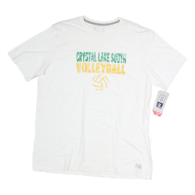 RUSSELL ATHLETIC Herren T-Shirt Weiß Crystal Lake Süd Volleyball Grafik XL