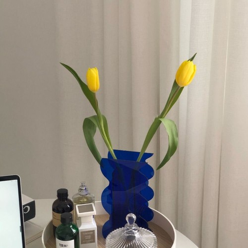Acrylic Hydroponic Vases Wave Shape Flower Jar INS Floral Container Pot Party - Picture 11 of 14