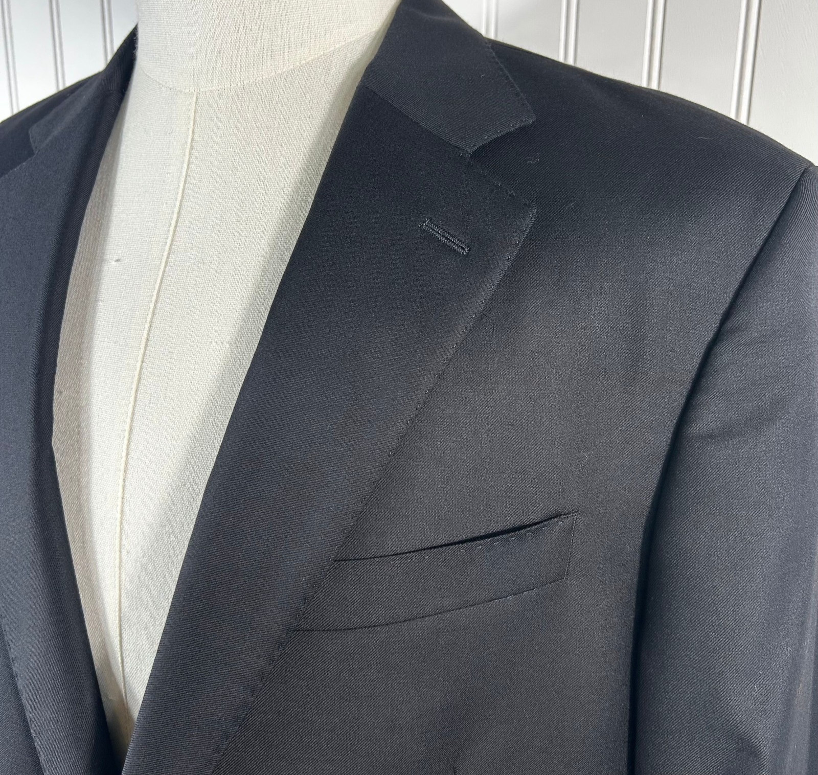 PETER MILLAR - Solid Black WOOL Two Button Double… - image 5