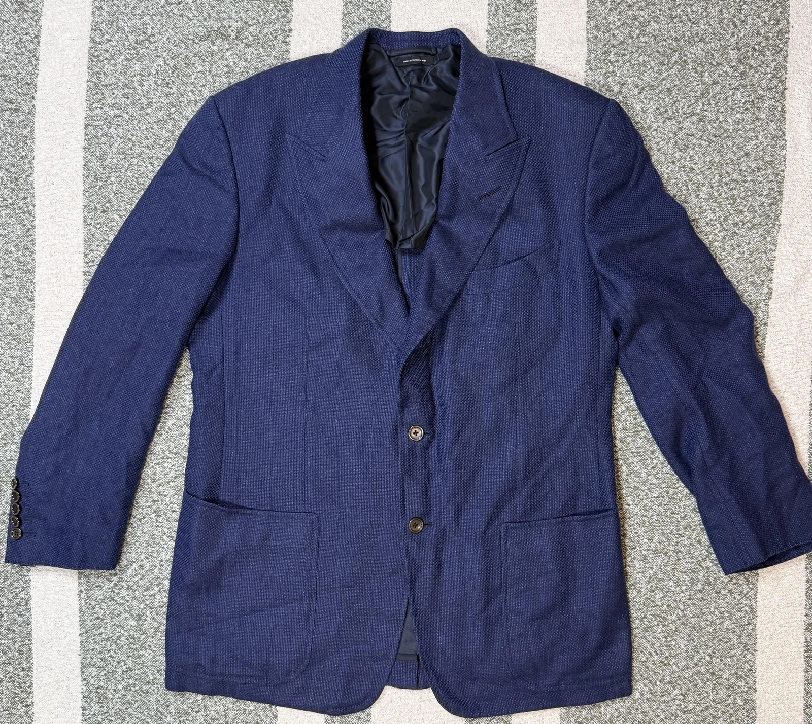 Tom Ford — Tom Ford 56L 46L Sport Coat Blazer Cashmere Silk Hemp Blue Made Switzerland