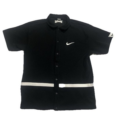 Vintage Nike 90s Warmup Snap Button Tearaway Shirt Black Size Large Y2K