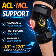 Adjustable Hinged ROM Knee Brace, ACL MCL Meniscus Injury Support Stabilizer L