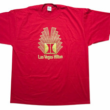 Vintage Jerzees Men's XL Las Vegas Hilton Graphic Logo Tee Made In USA D-Stock