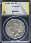 1925-S $1 Peace Silver Dollar ANACS AU 58
