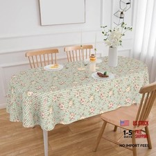Oval Tablecloth 60x84 Inch Spring 84" x 60" Oval Green-Checkered Floral
