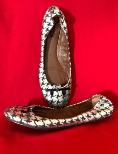 MARC JACOBS Silver Black Houndstooth Ballet Flats SHOES Leather 39 Italy