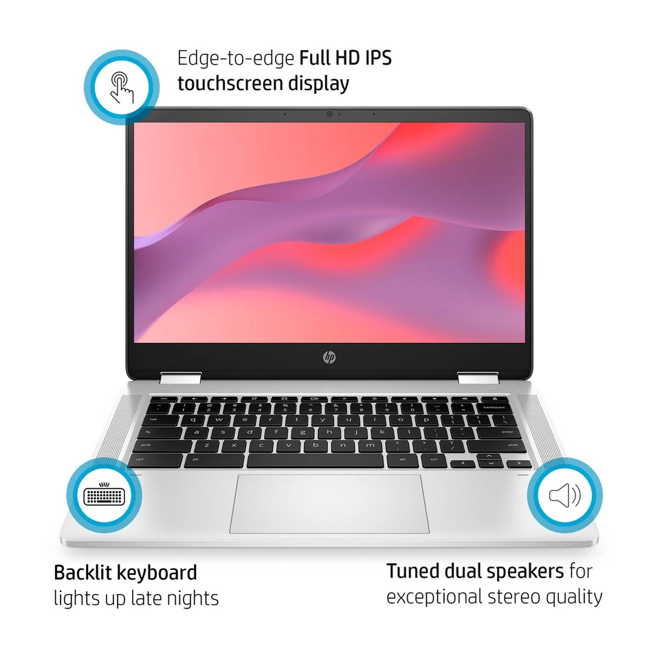 HP Chromebook x360 14" 2-in-1 Touch Screen Intel Pentium Silver N6000 1080p - Image 3 of 4