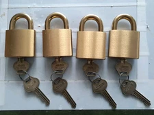 Lot of 4 Vintage Corbin Russwin Brass Padlocks PL5100 Short Shackle Keyed Diff.