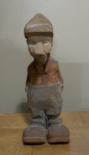Vintage Hand Carved Wooden Folk Art Old Man Figure Statue