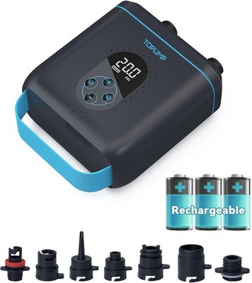 TOPUMP 20PSI Elektrische SUP-Pumpe TPS260, Wiederaufladbar, Auto-Off, 2-Stufen
