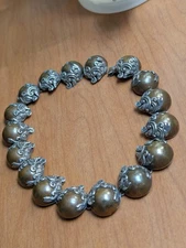 Vintage Los Castillo Copper and Silver Necklace 16"  ball & carved silver fishes