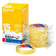 NICHIBAN Large Roll of Cellophane Tape, L-Pack, 12 Rolls, 15mm x 35m, LP-15