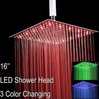 Led Duschkopf Edelstahl Luxus Regendusche 40X40Cm Kopfbrause Quadrat Brausekopf