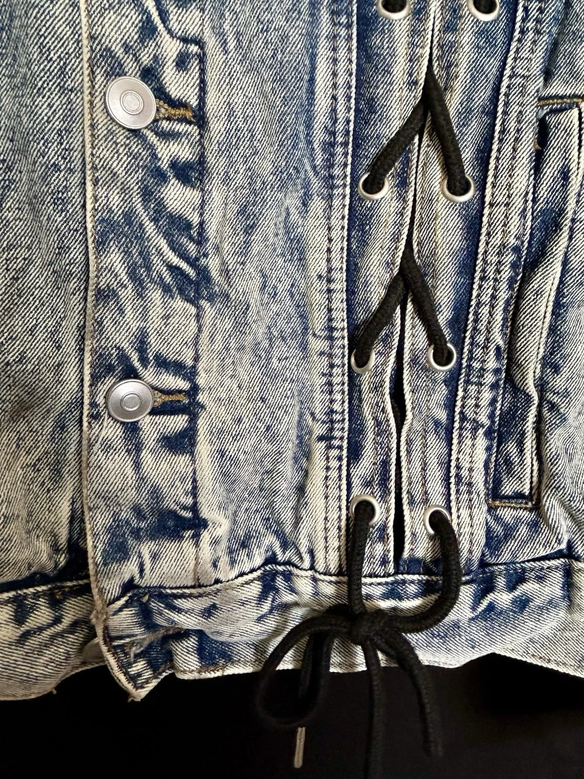 Forever 21 men’s  Blue Denim Jacket Lace-Up Sides Button Front Pockets  image 5