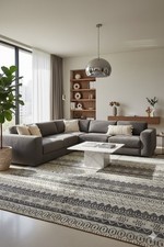 Tappeto moderno Rugeast IKAT 237x165 cm | tappeto in lana fatto a mano | nero/grigio