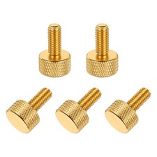5 Pcs M6x14mm Flat Head Knurled Thumb Screws for Graphics Card, Gold
