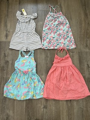Girl's Size 4 4T Lot 3 Spring Summer Dresses One Romper Assorted Brands