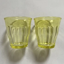Vintage Duralex Le Picardie Made In France Yellow Glasses - Lot Of 2 - VERY RARE