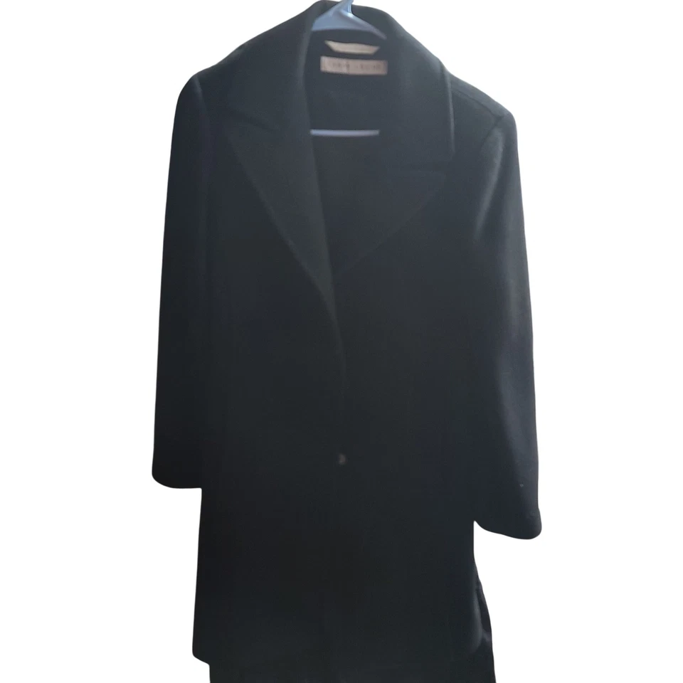 Abrigo Larry Levine Negro 100% Lana Merino Largo Medio Estilo 15736M Talla 6 Foto 3 de 4