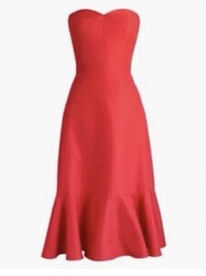 J Crew Dress Red Strapless Midi Silk Cotton Blend Flounce Hem Sz 2 Party Spring | eBay J Crew Dress Red Strapless Midi Silk Cotton Blend Flounce Hem Sz 2 Party Spring | eBay