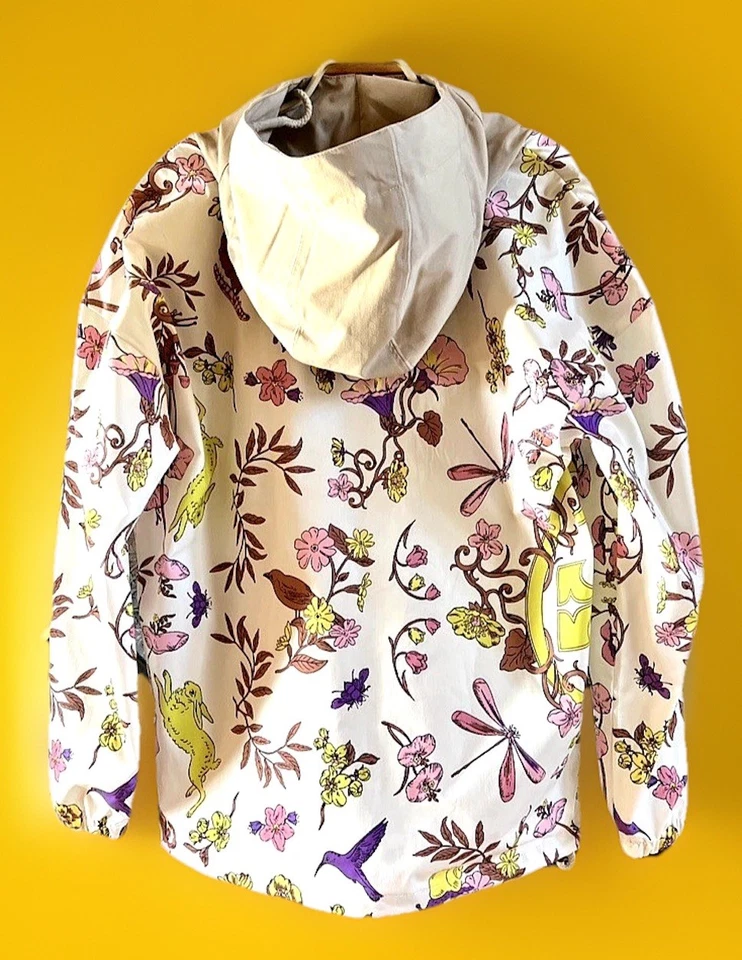 TORY BURCH ANORAK JACKET HALF-ZIP NYLON NEW IVORY MEADOW SZ US M NWT - Image 2 of 4